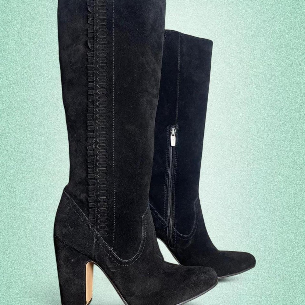 Vince Camuto Black Suede Fringe Boots